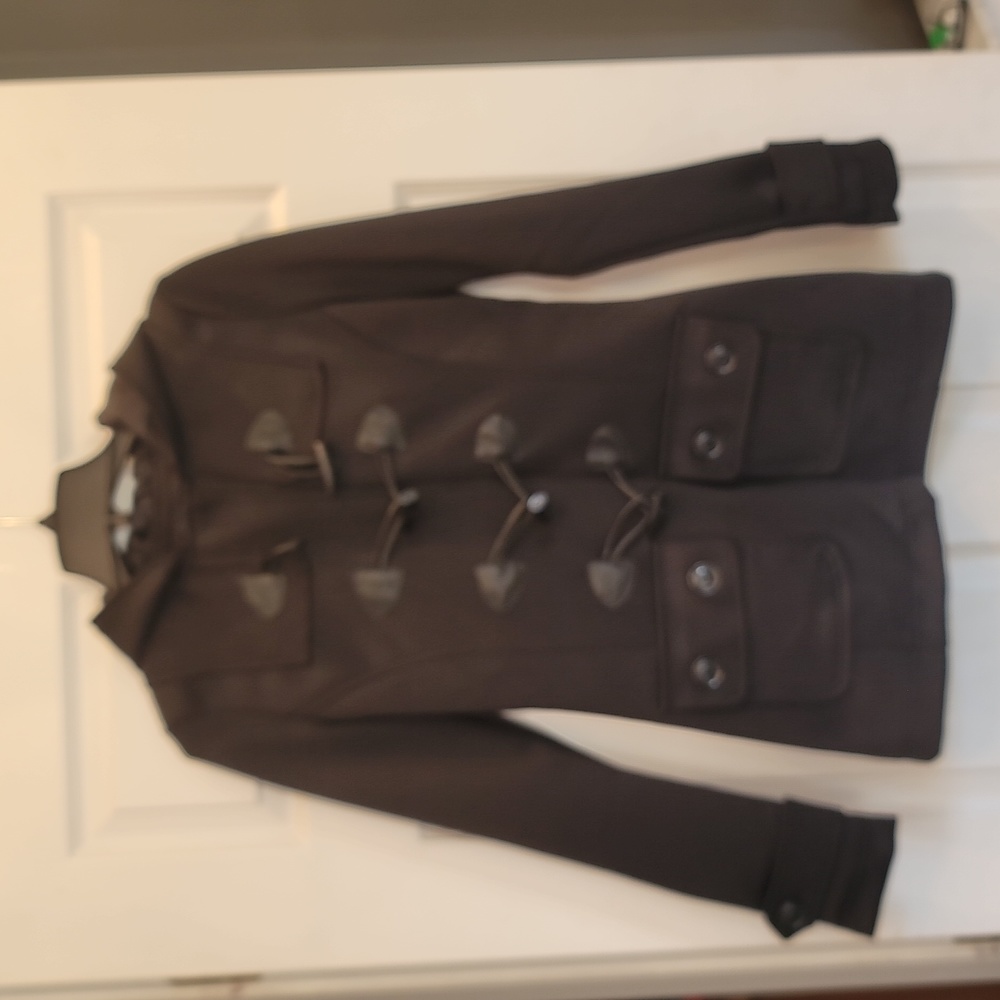 Yoko black knee trench style coat